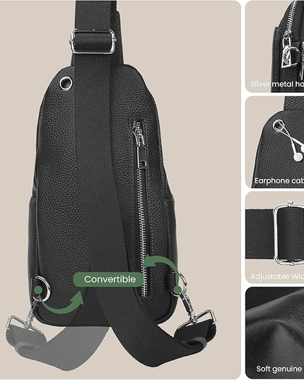 befen Genuine Leather Small Sling Bag for Women Anti-Theft Crossbody Chest Bags Fanny Packs for Travel with RFID Card Slots