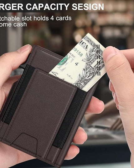 Wallet for Men Wallet with Slim Pop Up Card Holder 9-13 Cards, Bifold Minimalist Smart Wallet RFID Blocking Credit Card Holder with ID Window & Stretchable Cash Slot