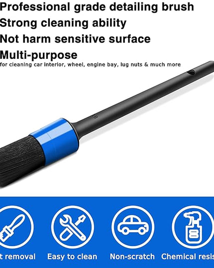 10pcs Detailing Brush Set, Multi-Purpose Car Detailing Brushes for Cleaning Car Interior, Exterior, Engine, Leather, Including 5 car Cleaning Brush, 3 Wire Brush, 2 Air Vent Brush,Blue