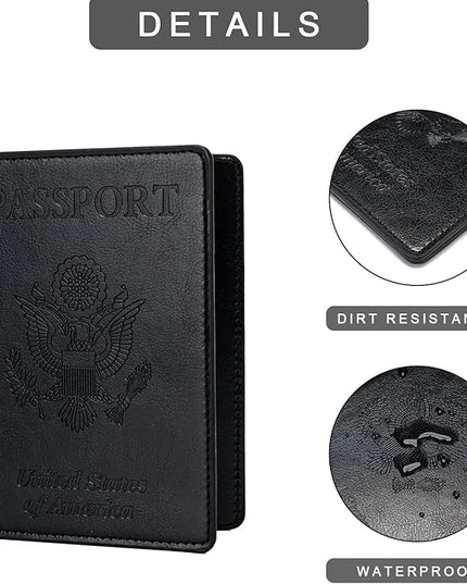 2 Pcs Passport holders，Ultra Slim passport wallet，PU Leather Passport Cover for Women and Men