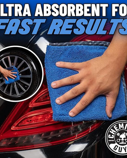 Chemical Guys Professional Grade Premium Microfiber Towels for Cars, Blue, 16" x 16", Ultra-Soft and Scratch-Free Car Detailing Cloths for Trucks, Motorcycles, and More - 12 Pack