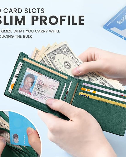 Zitahli Mens-Wallet-Slim-Leather-RFID Blocking Wallet for Men Minimalist Bifold Credit Card Holder with Gift Box