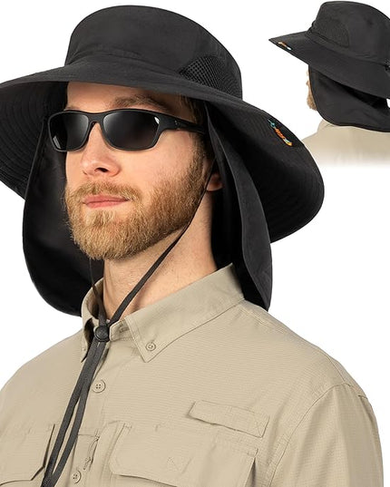 SUN CUBE Wide Brim Sun Hat Men Women, Fishing Hats Sun UV Protection, Mens Hiking Bucket Hat Safari Beach Boonie, UPF 50+