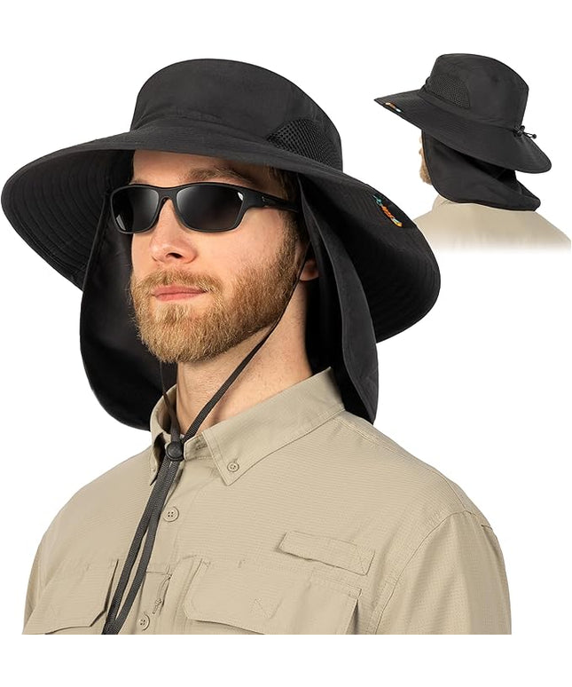SUN CUBE Wide Brim Sun Hat Men Women, Fishing Hats Sun UV Protection, Mens Hiking Bucket Hat Safari Beach Boonie, UPF 50+