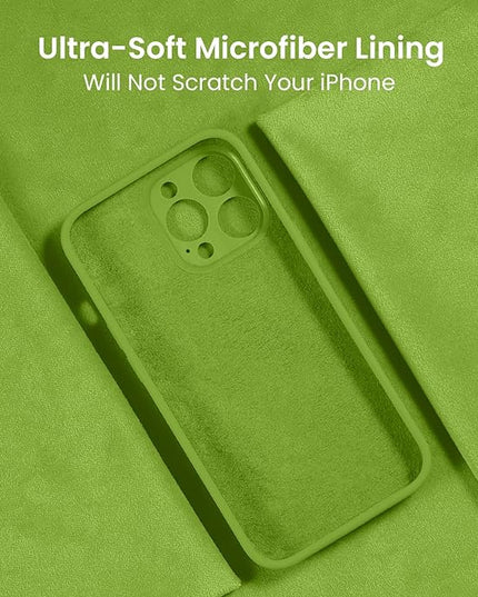 FireNova Designed for iPhone 13 Pro Case, Silicone Upgraded [Camera Protection] Phone Case with [2 Screen Protectors], Soft Anti-Scratch Microfiber Lining Inside, 6.1 inch, Sprout Green