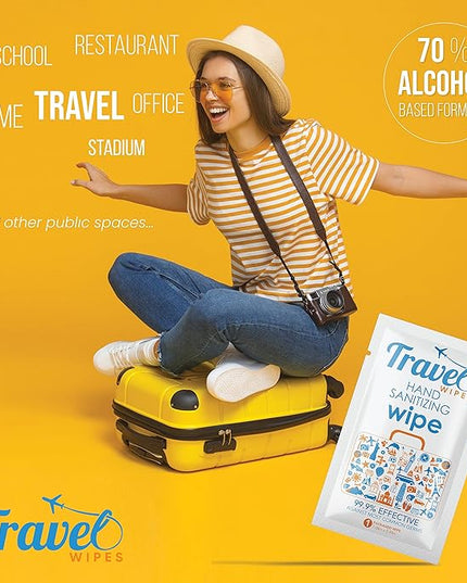 Hand Sanitizing Travel Wipes – 30ct Individually Wrapped | Fragrance-Free, Moisturizing, 70% Isopropyl Alcohol Wipes | Travel, Home, Office, Daily Use | Made in USA