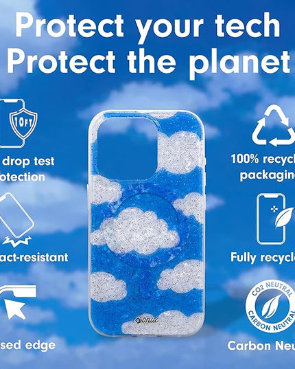 Sonix Protective Phone Case for iPhone 15 Pro | Compatible with MagSafe | 10ft Drop Tested | Glitter Clouds | Day Dream