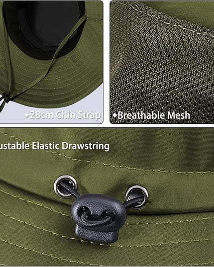 Cooling Sun Hat for Men Women,Wide Brim Bucket Hat Foldable Boonie Hat for Fishing Hiking Garden Safari Beach