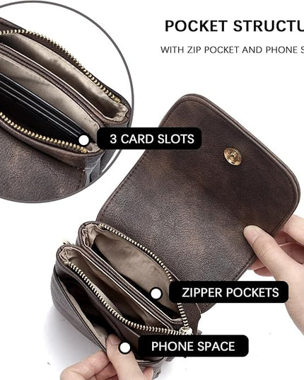 BOSTANTEN Vegan Leather Small Crossbody Bags for Women Designer Cell Phone Bag Wallet Purses Adjustable Strap