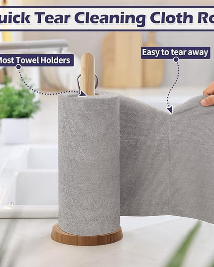 FIXSMITH Microfiber Cleaning Cloth Roll -75 Pack, Microfiber Towel Roll Tear Away, Reusable Cleaning Rags, Microfiber Towels for Cars, Dish Rags Dust Cloths for Kitchen, Home, Auto 11.5 x 11.5 inch