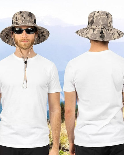 SUN CUBE Wide Brim Sun Hat Men Women, Fishing Hats Sun UV Protection, Mens Hiking Bucket Hat Safari Beach Boonie, UPF 50+