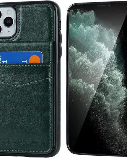 KIHUWEY Compatible with iPhone 11 Pro Max Case Wallet with Credit Card Holder, Premium Leather Magnetic Clasp Kickstand Heavy Duty Protective Cover for iPhone 11 Pro Max 6.5 Inch(Green)