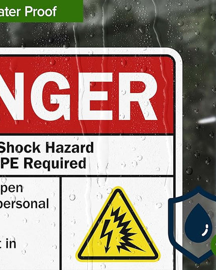 Danger Arc Flash And Shock Hazard Appropriate PPE Required Sign, 10x7 Inches, 4 Mil Vinyl Decal Stickers Weather Resistant, Made in USA by My Sign Center