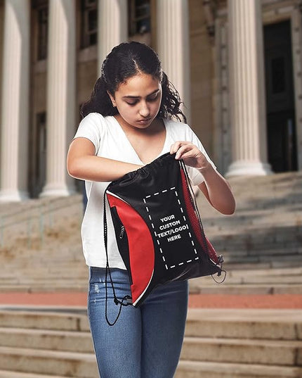 DISCOUNT PROMOS Custom Non-Woven Drawstring Backpacks Set of 10/50/100, Personalized Bulk Pack