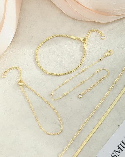 BERISO Gold Bracelets for Women, Elegant Adjustable 14K Gold Plated Bracelet for Women, Trendy Minimalist Dainty Gold Bracelet for Everyday Wear