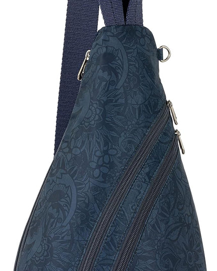 Sakroots On The Go Sling Bag for Women in Eco-Twill, Large Convertible Crossbody Backpack With Main Zipper Closer, Made From Recycled Materials - Indigo Spirit Desert
