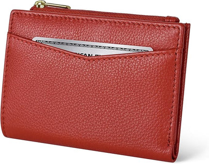 Oak Leathers Leather Wallet For Women - Small RFID Coin Purse Credit Card & ID Holder for Ladies, Gift for Women's, Bifold Wallets (Nappa Orange)