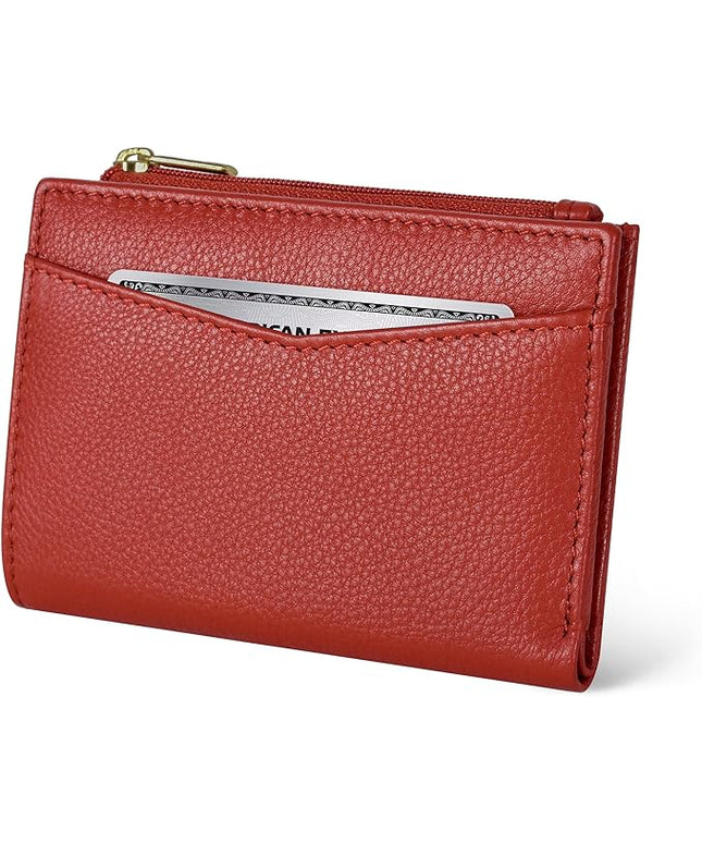 Oak Leathers Leather Wallet For Women - Small RFID Coin Purse Credit Card & ID Holder for Ladies, Gift for Women's, Bifold Wallets (Nappa Orange)