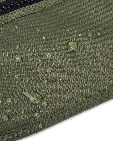 RFID Blocking Money Belt for Men Women, Slim Fanny Pack for Travel，Running,Conceal Waist Wallet for Passport Holder,Phone,Cash(Dark Olive Green)