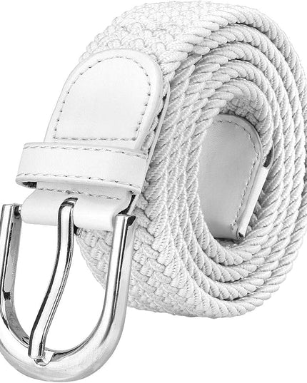 Falari Men Women Multicolored Elastic Stretch Braided Belt Canvas Fabric Woven No Holes Belt