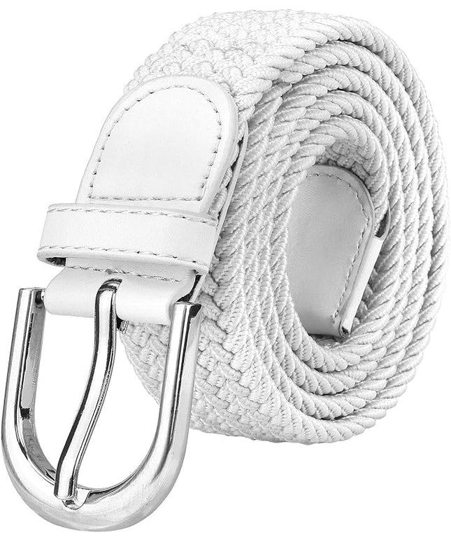 Falari Men Women Multicolored Elastic Stretch Braided Belt Canvas Fabric Woven No Holes Belt