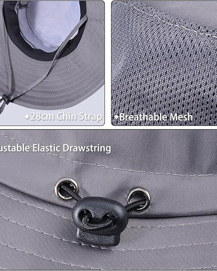 Cooling Sun Hat for Men Women,Wide Brim Bucket Hat Foldable Boonie Hat for Fishing Hiking Garden Safari Beach