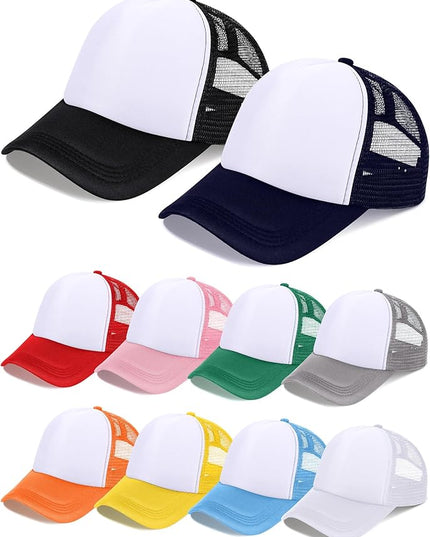 10 Pcs Sublimation Blank Trucker Hats Bulk Mesh Baseball Cap Polyester Mesh Trucker Hat for Men and Women
