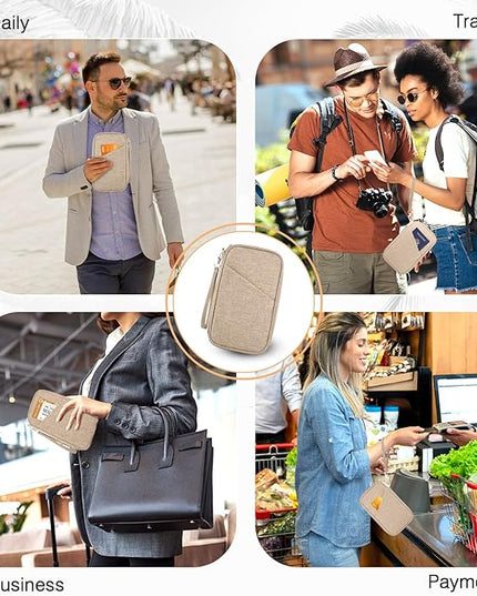 Passport Holder Family, Women Rfid Blocking Passport Wallet, Travel Essentials Premium Wallets, Waterproof Passport Holders Bag for Men Traveling, Travel Document Organizer Credit Cards Case