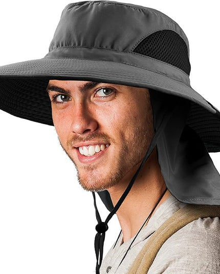 SUN CUBE Wide Brim Sun Hat Men Women, Fishing Hats Sun UV Protection, Mens Hiking Bucket Hat Safari Beach Boonie, UPF 50+