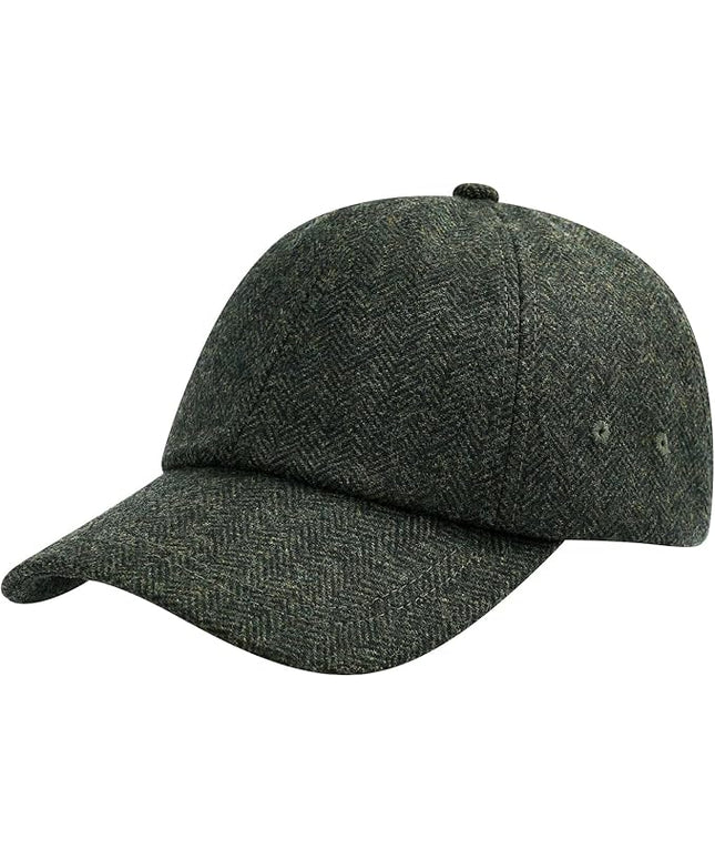BOTVELA Wool Baseball Cap for Men Adjustable Unstructured Tweed Hat
