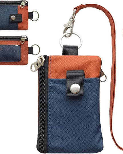 Minimalist RFID Blocking Small Wallet with ID Window,WaterResistant Zip Id Case Wallet with Lanyard Keychain for Cards,Cash,Travel,Women,Men