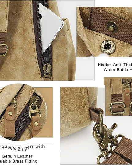KL928 PU Leather Sling Bag - Small Crossbody Backpack Shoulder Casual Daypack Rucksack for Men Women(Light Coffee)