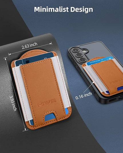 HiWe for MagSafe Wallet for Galaxy S25/S24 Series with Magnetic Case and iPhone 17/16/15/14/13/12 Series, No Case, 6 Cards Holder, RFID Leather Slim, Brown