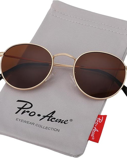 Pro Acme Small Round Metal Polarized Sunglasses for Women Retro Designer Style