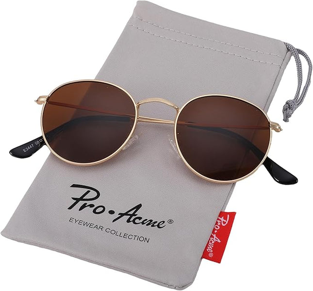 Pro Acme Small Round Metal Polarized Sunglasses for Women Retro Designer Style