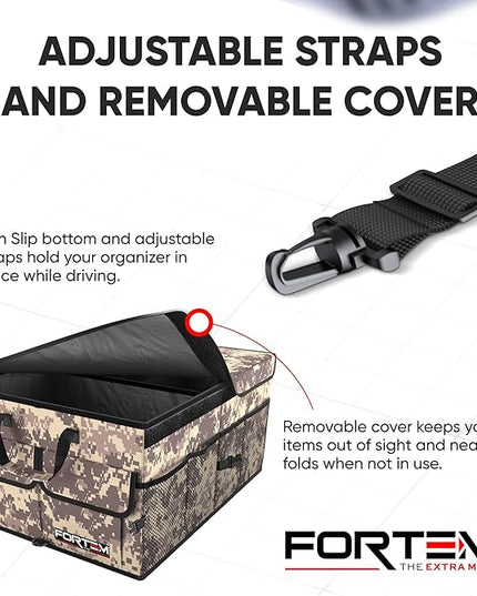 FORTEM Trunk Organizer For SUV Car Trunk Organizer, Foldable Storage, Car Accessories for Women Men, Collapsible Bag, Perfect Christmas Gifts, 600D Oxford, Non Slip Bottom, Straps, Soft Cover (65L)