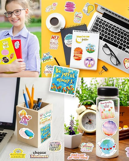 300PCS Motivational Sticker, Inspirational Words Stickers for Teens Adults Students Teacher Employees Vinyl Encouraging Positive Affirmation Stickers for Water Bottles Laptop Decals Scrapbook Journal