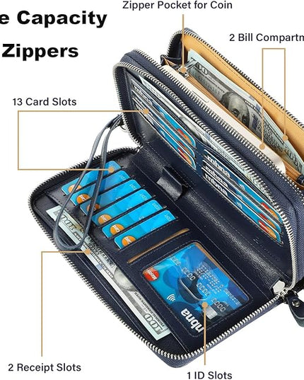 Lavemi Small Compact Women Wallet RFID Blocking Genuine Leather Bifold Purse with ID Windows