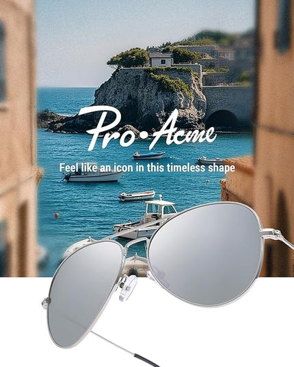 Pro Acme Classic Aviator Sunglasses for Women & Men Glass Lens Metal Frame UV400 Driver Sunglasses