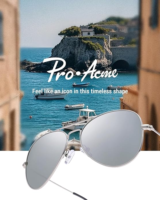 Pro Acme Classic Aviator Sunglasses for Women & Men Glass Lens Metal Frame UV400 Driver Sunglasses