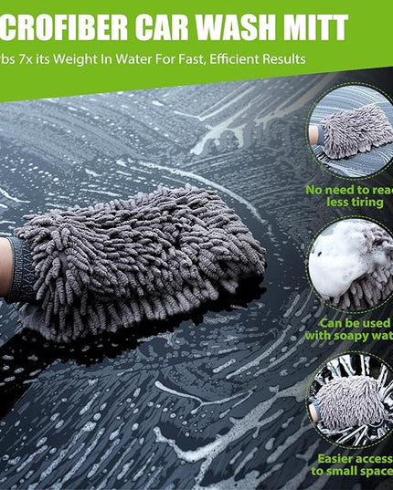 TTRCB Car Wash Kit, Car Cleaning Kit, 2PCS Car Drying Towel (36" x 24"), Car Wash Mitt, Microfiber Towels for Cars, Ultra-Absorbent, Streak Free, Car Detailing Accessories Supplies for SUV, RV, Trucks