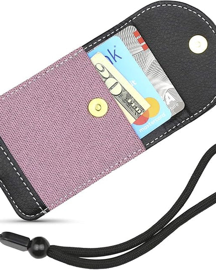 Cell Phone Wallet for Back of Phone with Wrist Strap, Stick On Wallet Credit Card ID Holder with RFID Protection Compatible with iPhone, Galaxy & Most Smartphones and Cases
