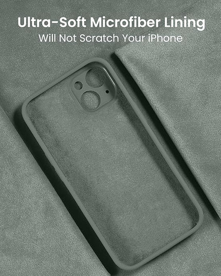 FireNova Designed for iPhone 15 Case, Silicone Upgraded [Camera Protection] Phone Case with [2 Screen Protectors], Soft Anti-Scratch Microfiber Lining Inside, 6.1 inch, Calke Green
