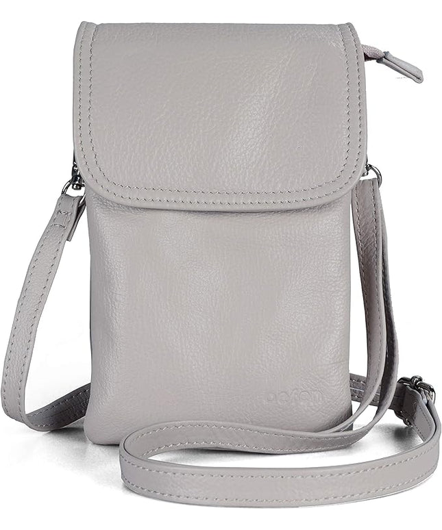 befen Genuine Leather Small Crossbody Bags for Women Cell Phone Bag Cross Body Purses,Silver Zipper