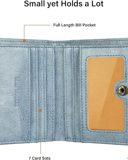 Lavemi Ultra Thin Small Compact Leather Womens Girls Wallets RFID Blocking Credit Card Holder for Women
