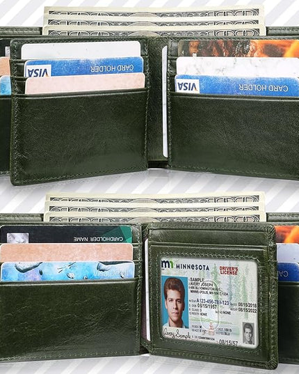 Artpaxy Mens Wallet Bifold Genuine Leather RFID Blocking Wallet for Men with 1 ID Windows 13 Card Holders 2 cash pockets 1 Gift Box