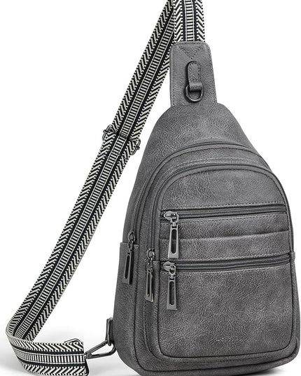 Sling Bag for Women Crossbody Bags Sling Purse Cross Body Backpack Vegan Leather Over Shoulder Bag Travel Dark Grey