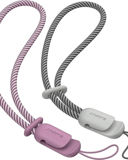 SURPHY 2 Pack Phone Lanyard for Cellphone Case, Phone Wrist Strap for Case, Cellphone Strap with 2-Color Braided, Charm Wrist Lanyard for Women and Men, Lilac Purple & Gray