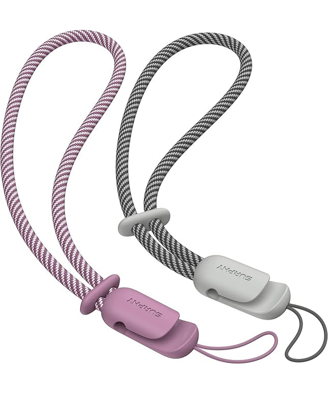 SURPHY 2 Pack Phone Lanyard for Cellphone Case, Phone Wrist Strap for Case, Cellphone Strap with 2-Color Braided, Charm Wrist Lanyard for Women and Men, Lilac Purple & Gray