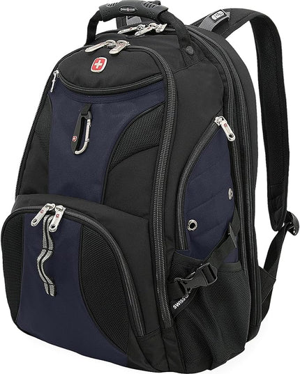SwissGear 1900 ScanSmart 17” Laptop Backpack Blue/Black – Reflective Tech Backpack with ScanSmart Compartment – Multiple Organizer Pockets & RFID Scan Blocking Technology